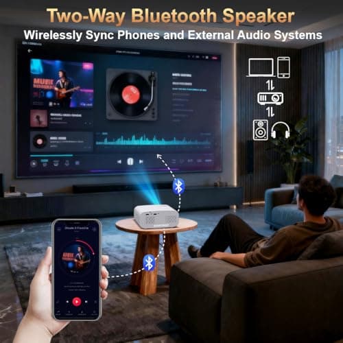 XENPONAD Mini Projector, Portable Smart Projector with Android 13 WiFi Bluetooth 5.2, 1080P 4K Decode Outdoor Movie Projector Auto Keystone Dolby Audio, 150" Home Cinema for Bedroom Camping TV Stick - Thumbnail 3