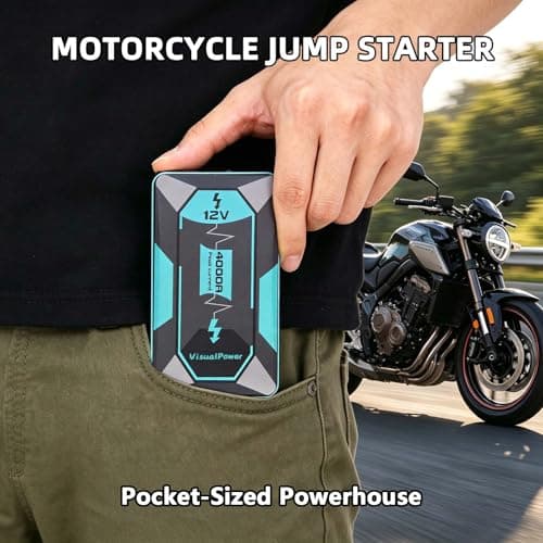 VisualPower Jump Starter Portable,4000A Peak Motorcycle Jump Starter, Jump Box for Car Jumper Starter Portable, 12V Auto Booster Pack(Up to 7L Gas and 5L Diesel Engine) with Smart Safety Jumper Cable - Thumbnail 2