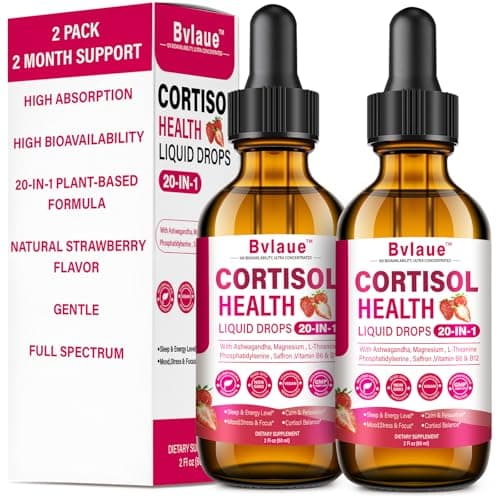 Bvlaue Cortisol Supplements Detox for Women - 20-in-1 Cortisol Reducer,Manager,Lower w/Ashwagandha,Magnesium,L-Theanine,Saffron,Rhodiola for Hormone Balance/Sleep/Stress Relief,Strawberry Flavor - Image 1