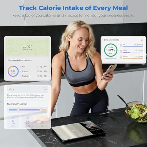 WARMKEY Smart Nutrition Food Scale with App - 1g Precision Digital Kitchen Scale, Tracks Calories & 24 Nutrients, Macros, Fat & Protein for Keto, Fitness & Meal Prep, 11lb/5kg with Tare Function - Thumbnail 5