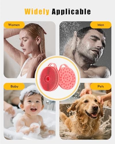 2 in 1 Silicone Body Scrubber, Anti Cellulite Massage Scrubber, Exfoliating Shower Brush for Men & Women, Removes Dead Skin, Reduces Cellulite, Improves Circulation, Fast Dry, Non Slip (1PC, Pink) - Thumbnail 6