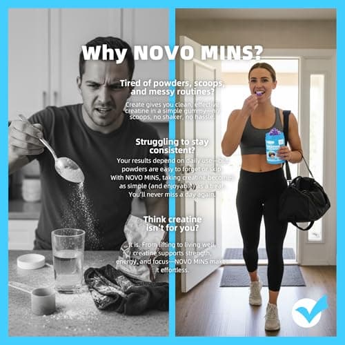 novomins Creatine Monohydrate Gummies 5000mg for Men & Women, Chewables Creatine Monohydrate for Muscle Strength, Muscle Builder, Energy Boost, Pre-Workout Supplement(90 Count)-Grape Flavor. - Thumbnail 6