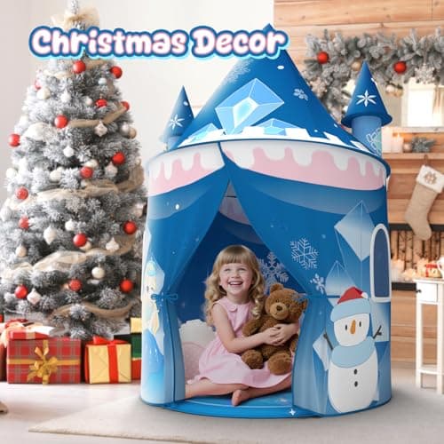 Skirfy Princess Play Tent, Frozen Toy for Girls, Ice Castle Kids Tent Indoor and Outdoor, Large Imaginative Playhouse for Toddler 3+,Christmas Birthday Thanksgiving Gift for Girls-64.2*41.3*41.3 inch - Thumbnail 6