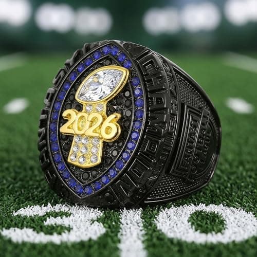 LANGE HOME 2026 Fantasy Football Ring 2026 Fantasy Football Championship Ring with High-Grade Gift Box,League Champion Trophy Rings Premium Award for Winner (2026-Black, 11-D20.22MM-C65MM) - Thumbnail 3
