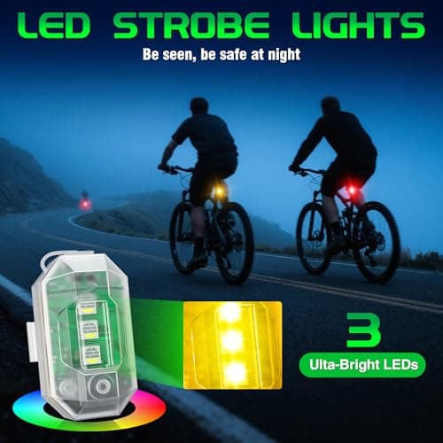 Wireless RGB LED Aircraft Strobe Lights with Remote Control, 8 Colors 10 Flash Modes DIY Mode Anti-Collision Lights Waterproof Emergency Warning Light for Large Drone Car Motorcycle Bike 8Pcs - Thumbnail 2