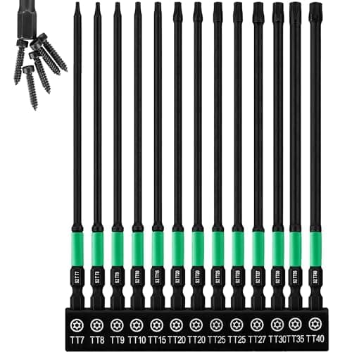 6-Inch Long Security Torx Bit Set 13-Piece, TT7-TT40 Tamper-Proof Star Driver Bits, S2 Steel, CNC-Machined Tips, Impact Screwdriver Bits with Storage Box - Image 1