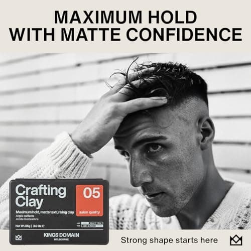 Kings Domain Melbourne Crafting Clay | Strong Hold Hair Paste | Matte Clay for Men | Adds Structure, Texture & Fullness - Thumbnail 2