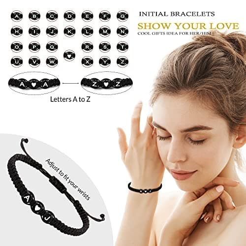 Initial Bracelets for Women Gifts for Wife Letter Charm T&W Valentine's Day Gifts for Girlfriend Wife Fiancee Husband Boyfriend Birthday Gifts for Her Best Friend Bracelet Christmas Jewelry - Thumbnail 2