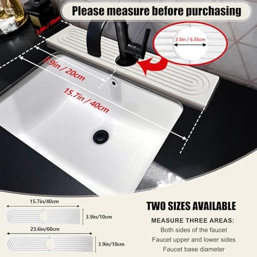 Stone Faucet Mat For Kitchen Sink, Kitchen Faucet Absorbent Mat, Kitchen Sink Splash Guard Stone, Super Absorbent, Diatomite Faucet Mat For Bathroom Counter (White) - Thumbnail 4