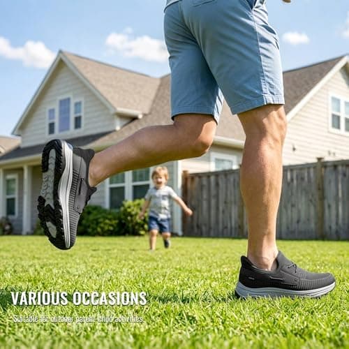 Coostar Slip On Shoes for Men Orthopedic Walking Shoe with Arch Support Hands Free Loafers Casual Dark Grey Size 9 - Thumbnail 3
