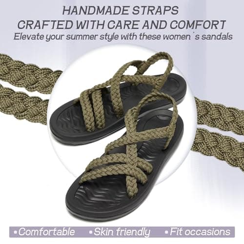 MEGNYA Women's Athletic Sport Shoes, Ultra Lightweight Skin Friendly Braided Slide Sandals with Arch Support, Comfortable Walking Sandals for Outdoor Activieies Taupe Size 7.5 - Thumbnail 5