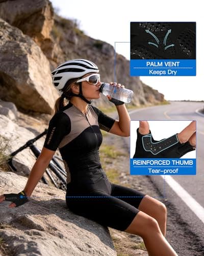 Cycling Gloves for Women/Men Gym Gloves Bike Gloves-[6MM Gel Pad] Half Finger with Shock-Absorbing, Anti-Slip for Cycling, Workout, Training, Weight Lifting, Outdoor, Dirt Bike, Mountain Bike, Riding - Thumbnail 5