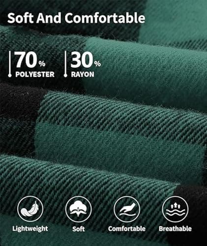 3-Pack Men's Plaid Hooded Button-Up Shirts Long Sleeve Cotton Hoodies Loose Fit Casual Tops Flannel Shirt - Thumbnail 6