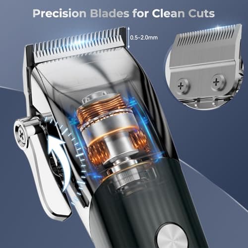 COMZIO® Professional Hair Clippers for Men, Professional Barber Clippers and Trimmer Set, Mens Cordless Hair Clipper for Barbers Haircut Kit Fade - Thumbnail 2