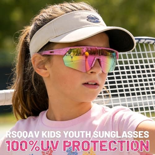 RSQQAV Youth Sports Sunglasses for Boys Girls Age 3-10, Lightweight Frame Kids Baseball Softball Cycling Sunglasses - Thumbnail 2
