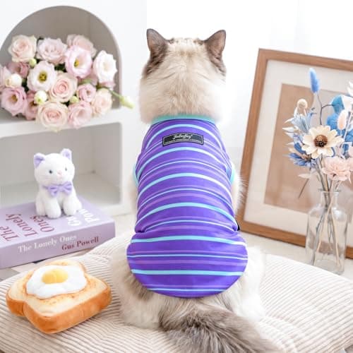 Jialinifery Soft Striped Dog Shirt, Cozy Warm pet Vest for Small Medium Dogs, Classic Puppy cat Clothes for Indoor Outdoor Outfits - Thumbnail 6