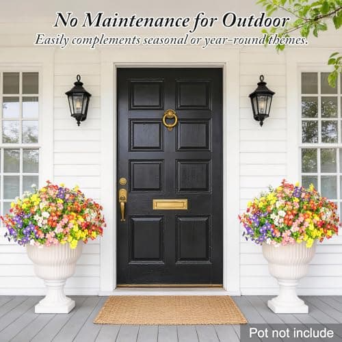 Trepcrow Artificial Flowers for Outdoor, UV Resistant Realistic Fake Wild Flowers No Fade – Faux Decoration for Outside Planter Beds, Window Box, Hanging Baskets, Garden Pots, Porch, Vase (18 Bundles - Thumbnail 6