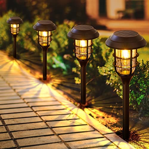 LETMY Solar Pathway Lights Outdoor, 8 Pack Bright Solar Lights Outdoor, IP66 Waterproof Auto On/Off Solar Garden Lights Solar Powered Landscape Lighting for Yard Patio Walkway Driveway Pathway - Black