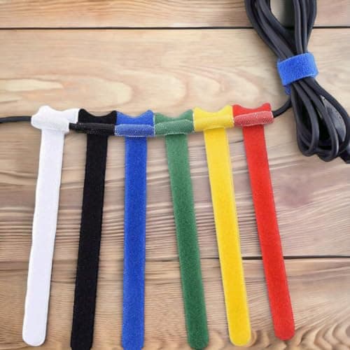 60PCS Reusable Cable Ties Hook and Loop Straps, 6 Inch Colored Cord Ties Cable Management Cord Organizer for Desk Wire Organizers for Power Electronic Cords Charging Computer Cables - Thumbnail 6