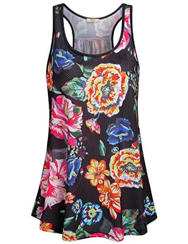 Miusey Bohemian Tank Tops for Women,Ladies Trendy Racerback Shirts Flatteringly Slim Fit Softness Outwear Island Travel Beach Volleyball Covers Bikini Outside Black S - Image 1