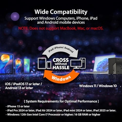 j5create AeroDrop CrossLink Wireless Dongle - Instant Share Files, Photos, Keyboard, Mouse, and Screen Between iPhone/iPad/Android and Windows Computer (JUAW22) - Thumbnail 6