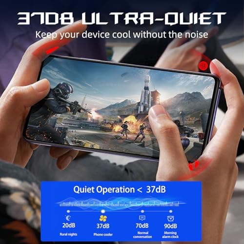 Comvin Cell Phone Cooler for Gaming - Clip On Mobile Phone Cooling Fan with Dual Mode/Temperature Display/LED Light/Ultra Quiet, Supports Devices for 67-88mm Width iOS/Android, Cellphone Gaming - Thumbnail 5