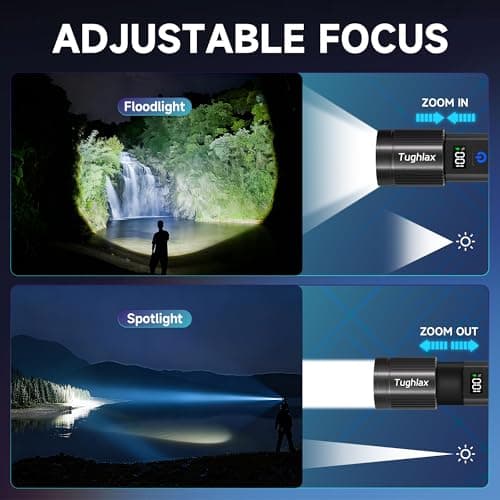 Tughlax 4Pack Rechargeable Flashlights High Lumens 10000LM, Super Bright Flashlight with LCD Digital Display, 5 Modes Adjustable Flash Light, LED Flashlight Powerful, Tactical Flashlights for Home - Thumbnail 4