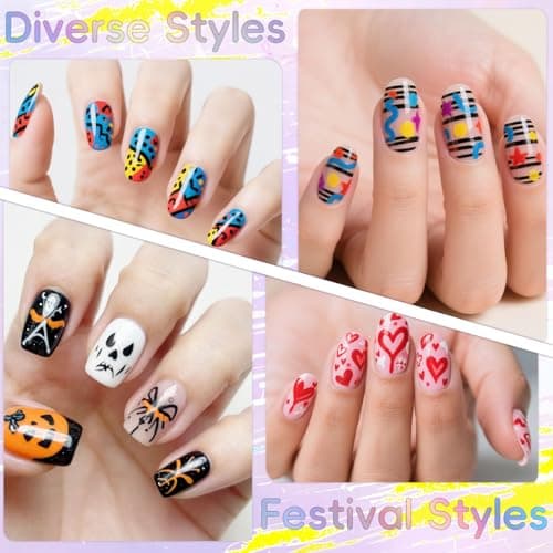 Watofun 0.7mm Nail Art Pens Set 12 Colors Nail Art Markers for DIY Painting Nails, Drawing, Dotting & Liner Designs, Nail Pens for Adults & Teens Nail Art, Home Salon Beauty Manicure Tools, 2026 New - Thumbnail 4