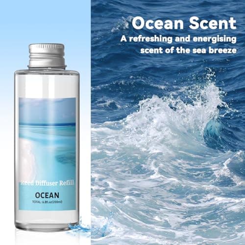 SCENTORINI Reed Diffuser Oil Refill, Ocean Diffuser Oil 6.76 Fl Oz, Natural Scented Essential Oil Refill Long Lasting Home Fragrance for Bathroom Room Spa Aromatherapy Hotel Decor - Thumbnail 2