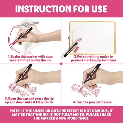 GLOPUS Outline Glitter Markers, Teen Girl Gifts Trendy Stuff, Art Supplies for Kids 6-8 9-12, Crafts for Girls 8-12, 12 Self Outline Metallic Markers, Gift for 4-12 Year Old Girls Birthday Gift - Thumbnail 6