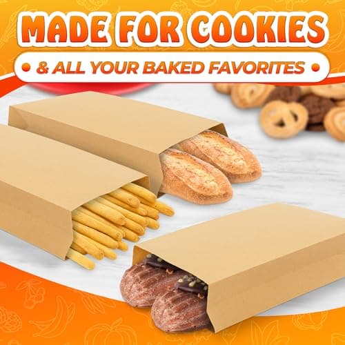 Set of 120 Tiny Small Brown Paper Bags - Sturdy Brown Lunch Bags for Snacks, Pastries, Cookies & Candies, Party Favors and Gifts - Durable & Convenient Size (7.9x1.6x3.9") Great for Home and Business - Thumbnail 5