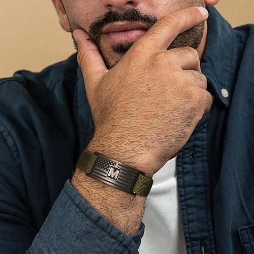 C-leen Easter Gifts for Boys Men - Flag Letter A Initial Bracelets for Men Teen Boy Gift, Dainty Initial Bracelet for 5 6 7 8 9 10 Year Old Boy Gifts Easter Basket Stuffers for Boys - Thumbnail 3