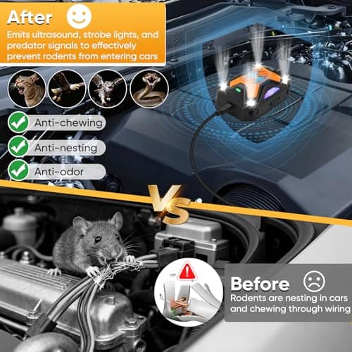 Rodent Repellent for Car Engines, Mouse Repellent Plug-in, Enhanced Ultrasonic Pest Repeller, Rat Repellent, Emit Predator Signal, Keep Mice Away Form Garage, Room,Indoor, 2-Pack (Orange) - Thumbnail 4