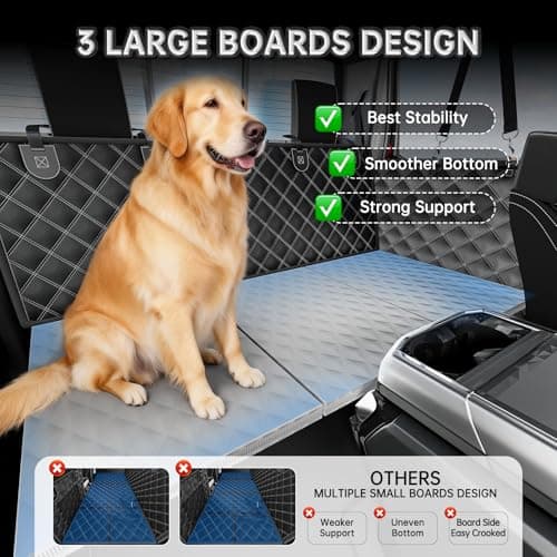 RYNVALE [2026 Upgraded] Hard Bottom Car Seat Cover for Dogs, 600lbs Heavy Duty Back Seat Extender, Waterproof Dog Car Hammock with Detachable Mat, Fits Full Size SUV & Trucks, 2-4 Large Dogs, XL - Thumbnail 6