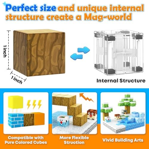 120PCS Large Magnetic Blocks-Build Mine Magnet World Ice & Sword Edition, Building Blocks Kids Toys STEM Sensory Toys for Ages 3-4 5-7 8-13, Gifts for 3 4 5 6 7 8 Year Old Boys Girls - Thumbnail 6