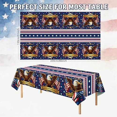 OHOME 4th of July Decorations - 250th Anniversary Patriotic American Flag Tablecloth for Memorial Day | Fourth of July Accessories for Home Outdoor Outside USA America 250th Merchandise,2 Pack - Thumbnail 3