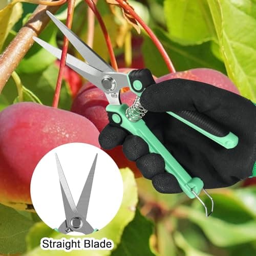 4 Pack Garden Shears Scissors,Pruning Shears, pruning shears for gardening Stainless Steel Blades, Gardening Clippers Hand Pruner With a Gardening Gloves((Red Yellow Blue Orange) - Thumbnail 4