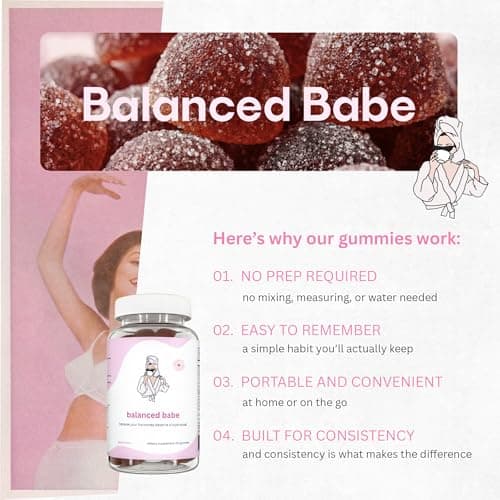 Balancing Act - Balanced Babe Women’s Probiotic Gummies with Prebiotic, Apple Cider Vinegar, LactoSpore®, DE111®, Vitamin B6 and Vitamin E – 60 Count (30 Day Supply) - Thumbnail 5