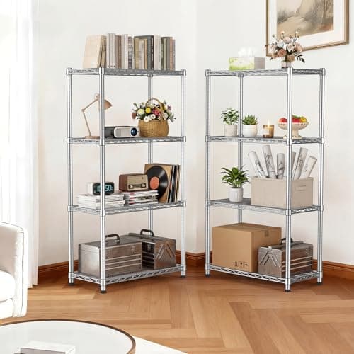 4-Shelf Heavy Duty Metal Wire Shelving Unit Adjustable Industrial Storage Rack Commercial Display Shelves 2200 LBS Sturdy Standing Shelf Garage Shelving for Home Warehouse 13.8"D x 30"W x 59.06"H - Thumbnail 5