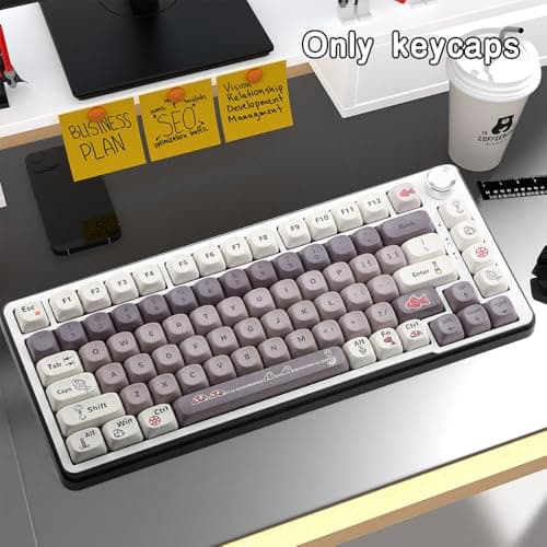 AKepopery Smart Fish MOA Profile 134 Keys PBT Keycaps Set, 5 Side Dye Sublimation, Fish Scale Texture Keycaps for Mechanical Keyboard, Minimalist Artisan Design for Cherry Gateron MX Switches - Thumbnail 5