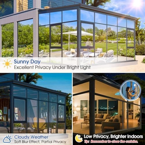 One Way Privacy Window Film,Sun Blocking Window Film with 3 Tools, Heat & UV Blocking Window Tint Film for Home, Easy Install DIY Office Window Covering See Out Not in (17.5 x 78.7 Inch, Black) - Thumbnail 5