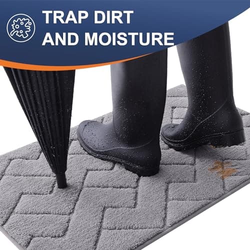 OLANLY Indoor Door Mat, 70x24, Dirt Resistant and Absorbent, Sturdy Non-Slip Rubber Backing, Easy to Clean, Washable Low-Profile Doormat for Entryway, Medium Gray - Thumbnail 4