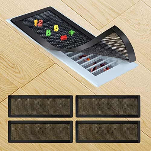 Magnetic Floor Register Vent Covers, 4 x 12 Inch Air Vent Filter Mesh, Sticky Magnet PVC Vent Screen Net for Wall Ceiling Floor Catches Toys Snacks Pet Hair and Pet Food 4 Pack…
