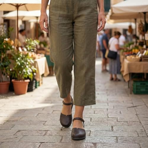 Athlefit Womens Closed Toe Sandals Comfort Casual Cork Footbed and Arch Support Flat Sandals Chocolate Size 7.5 - Thumbnail 2