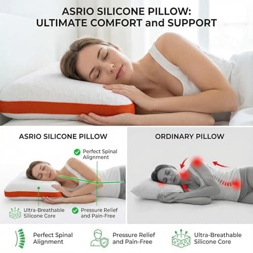 ASRIO 4D Silicone Grid Pillow: Cooling TPE Ergonomic Cervical Support for Neck Pressure Relief, Side & Back Sleepers, Washable (Queen (U.S. Standard), (Bread Pillow)) - Thumbnail 5