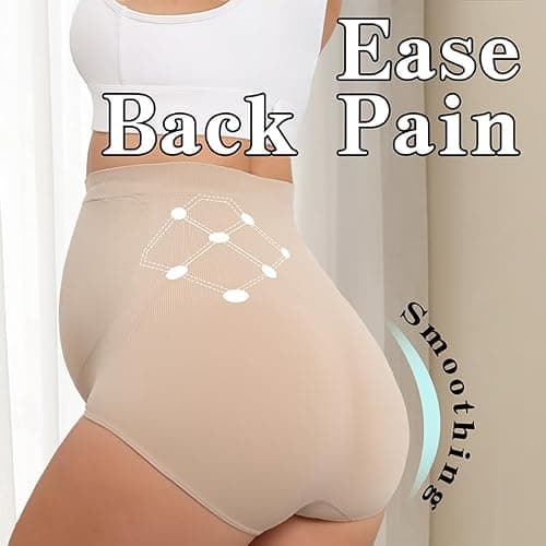 Y25D Maternity Underwear Seamless High Waisted Maternity Panties Over Bump Pregnancy Belly Support 1 Pack Nude - Thumbnail 5