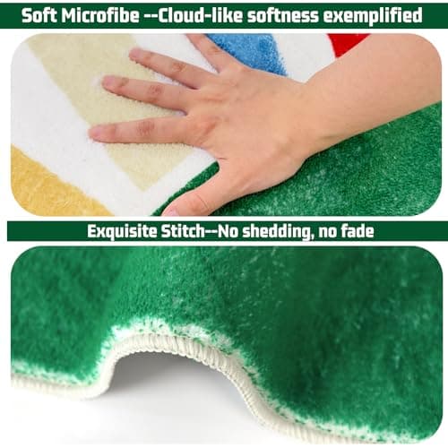 BLESWIN Bathroom Rug Mat 20x30, Soft Fluffy Rainbow Sun Bath Mats for Bathroom, Non Slip Machine Washable Bathmat for Shower Floor Tub Sink, Leaf Green - Thumbnail 3
