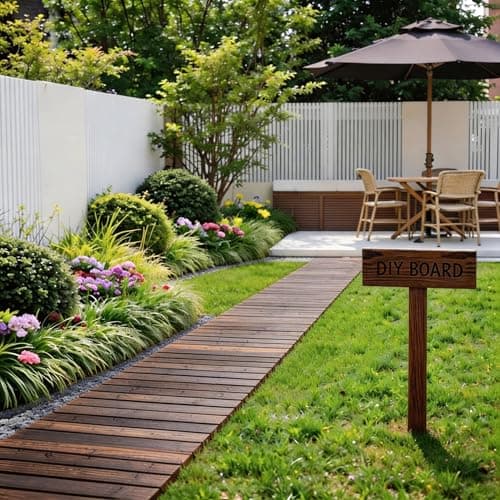 Spurgehom 8FT Wooden Garden Pathway Straight Outdoor Walkway Roll Out Cedar Wood Patio Flooring Path Decorative Lawn Patio Pavers Boardwalk Beach Wedding Party (Brown)