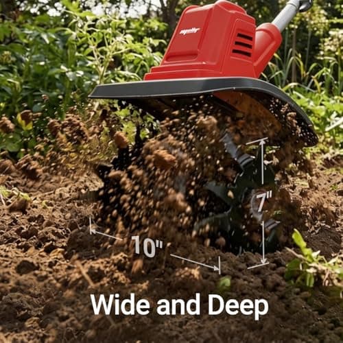 Cordless Brushless Garden Tiller Cultivator Compatible with Milwaukee 18v Battery(Tool Only), 10’’ Wide 7’’ Deep Electric Soil Rototiller, 48-Tine Mini Rotary Areator for Garden Beds &Soil Preparation - Thumbnail 5
