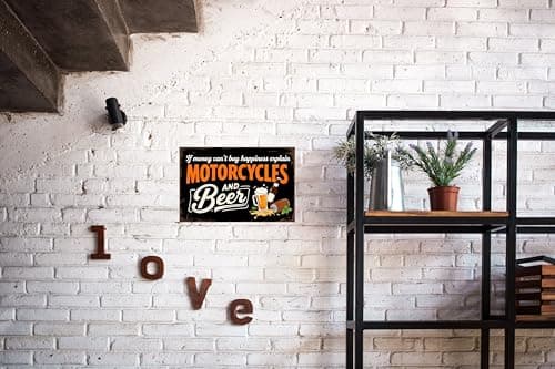 Carastora Retro Metal Tin Sign – Motorcycle and Beer Wall Decor, Funny Vintage Sign for Bar, Cafe, Garage, Man Cave, or Club Decoration, 8x12 Inches - Thumbnail 4